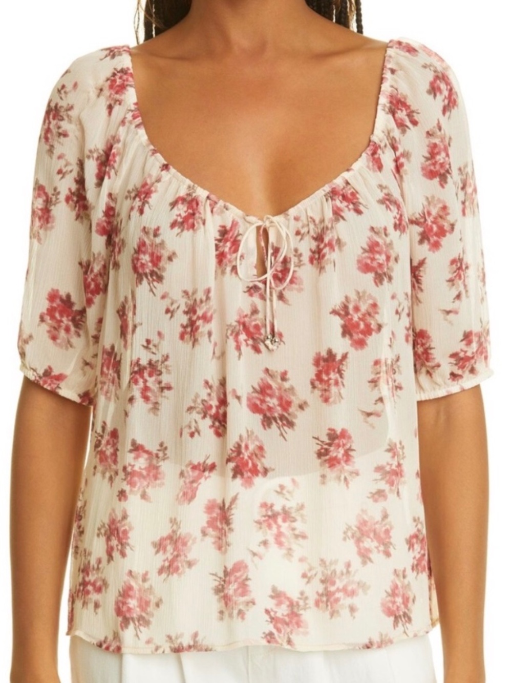 PAIGE Franciska Floral Jacquard Silk Top